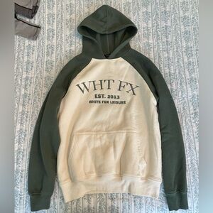 White Fox Boutique Green and Cream Hoodie
